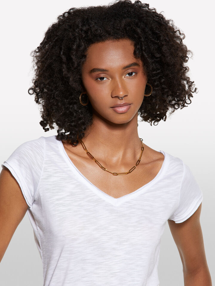 White V-neck t-shirt - women's short sleeve t-shirts - White | Sisley image number 4